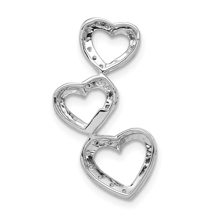 TreasureFineJewelers 14k White Gold 110ct Diamond Triple Heart Chain Slide Necklaces