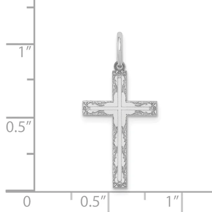 TreasureFineJewelers 14K White Gold Laser Designed Cross Pendant Necklaces