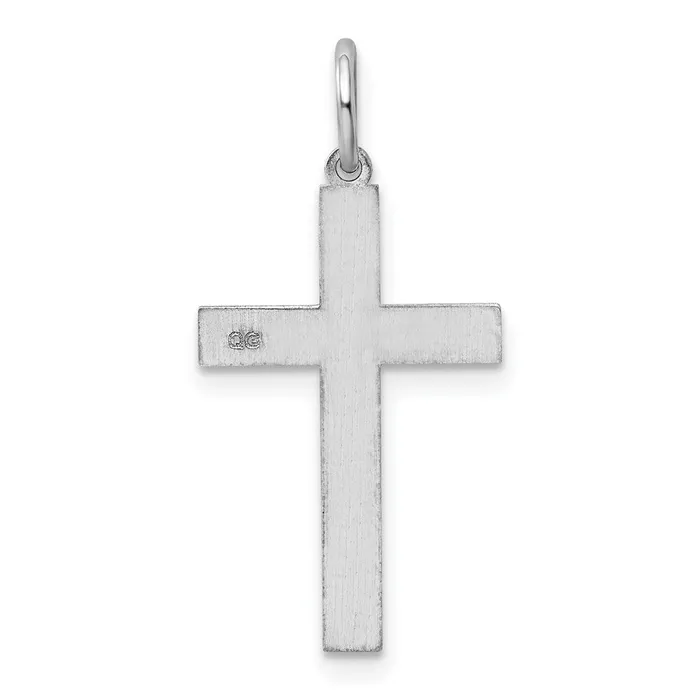TreasureFineJewelers 14K White Gold Laser Designed Cross Pendant Necklaces