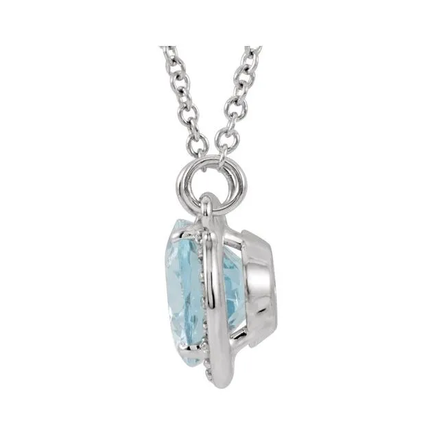 TreasureFineJewelers 14K White Gold Natural Aquamarine 04 CTW Natural Diamond 165 Necklace Necklaces