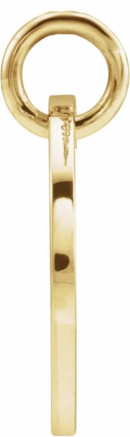 TreasureFineJewelers 14K Yellow Gold Initial R 10 mm Disc Pendant Necklaces