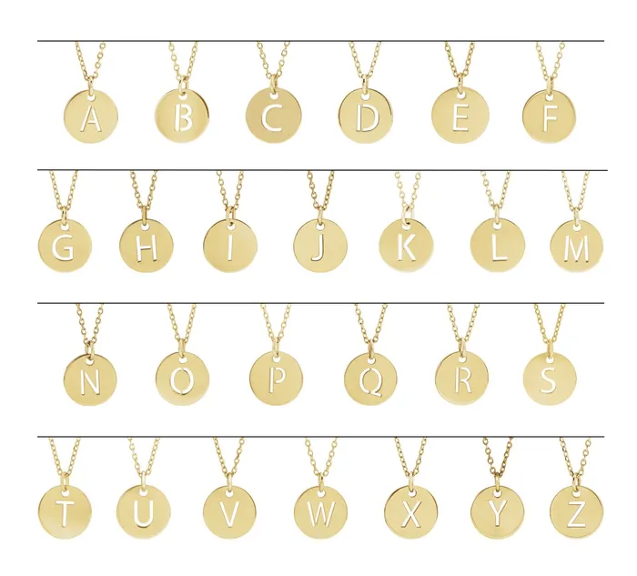 TreasureFineJewelers 14K Yellow Gold Initial R 10 mm Disc Pendant Necklaces