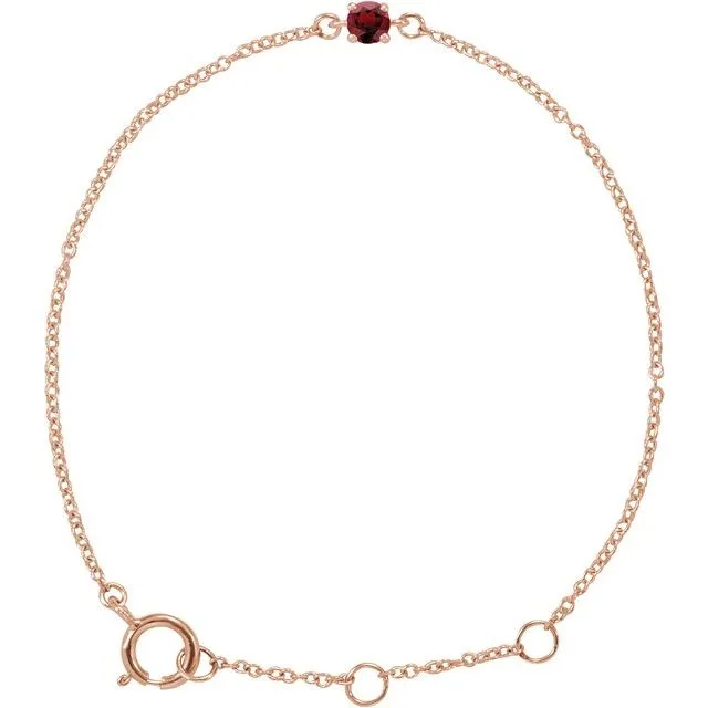 TreasureFineJewelers Bracelets 14K Rose Imitation Mozambique Garnet Youth Birthstone 4 125 12 Bracelet