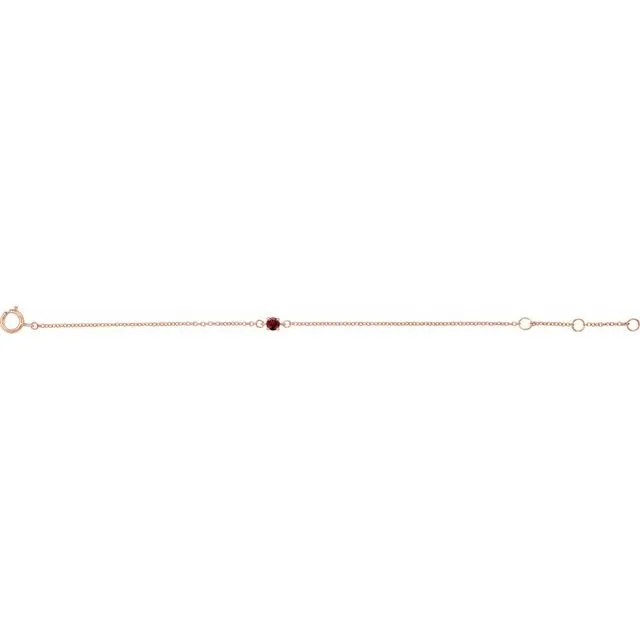 TreasureFineJewelers Bracelets 14K Rose Imitation Mozambique Garnet Youth Birthstone 4 125 12 Bracelet