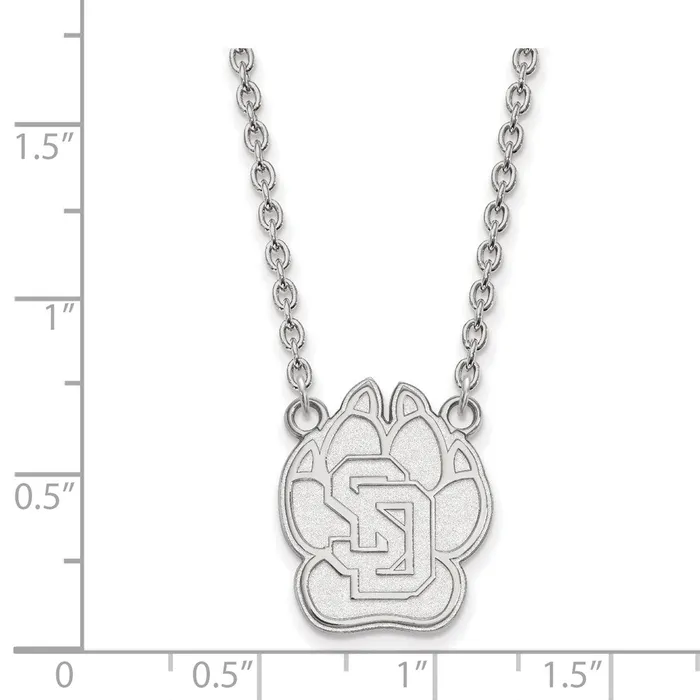 TreasureFineJewelers Necklaces 10K White Gold University of South Dakota Large Pendant with Necklace