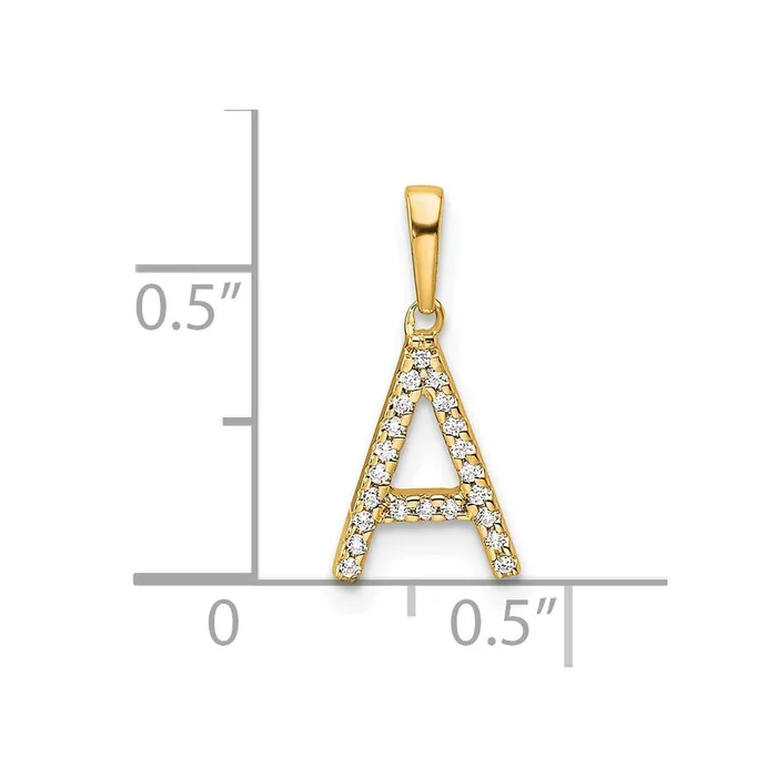 TreasureFineJewelers Necklaces 10k Yellow Gold Diamond Letter A Initial Pendant
