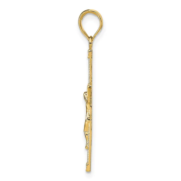 TreasureFineJewelers Necklaces 14K Diamondcut Fancy Tipped Crucifix Pendant