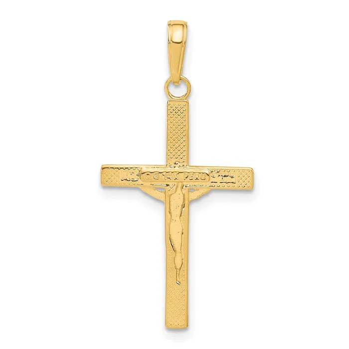 TreasureFineJewelers Necklaces 14K Diamondcut Fancy Tipped Crucifix Pendant