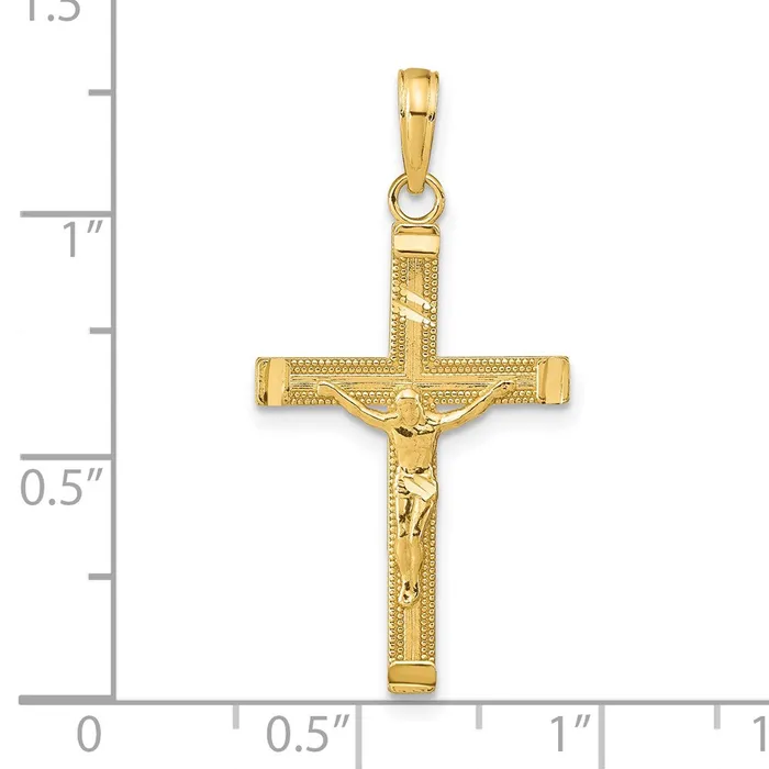 TreasureFineJewelers Necklaces 14K Diamondcut Fancy Tipped Crucifix Pendant