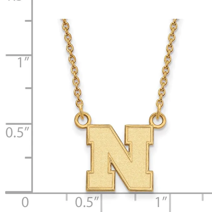 TreasureFineJewelers Necklaces 14k Gold University of Nebraska Letter N Small Pendant 18 inch Necklace