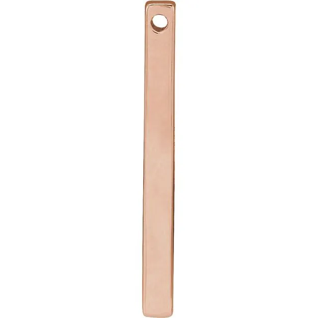 TreasureFineJewelers Necklaces 14K Rose Gold 35x25 mm Engravable FourSided Vertical Bar Pendant