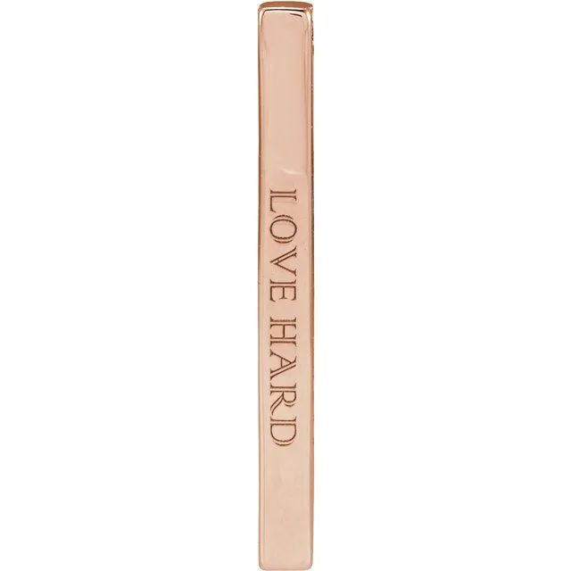 TreasureFineJewelers Necklaces 14K Rose Gold 35x25 mm Engravable FourSided Vertical Bar Pendant