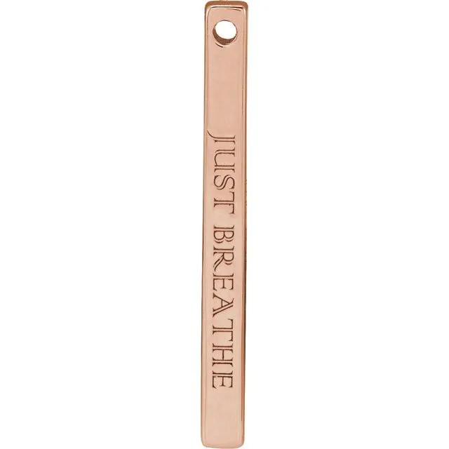TreasureFineJewelers Necklaces 14K Rose Gold 35x25 mm Engravable FourSided Vertical Bar Pendant