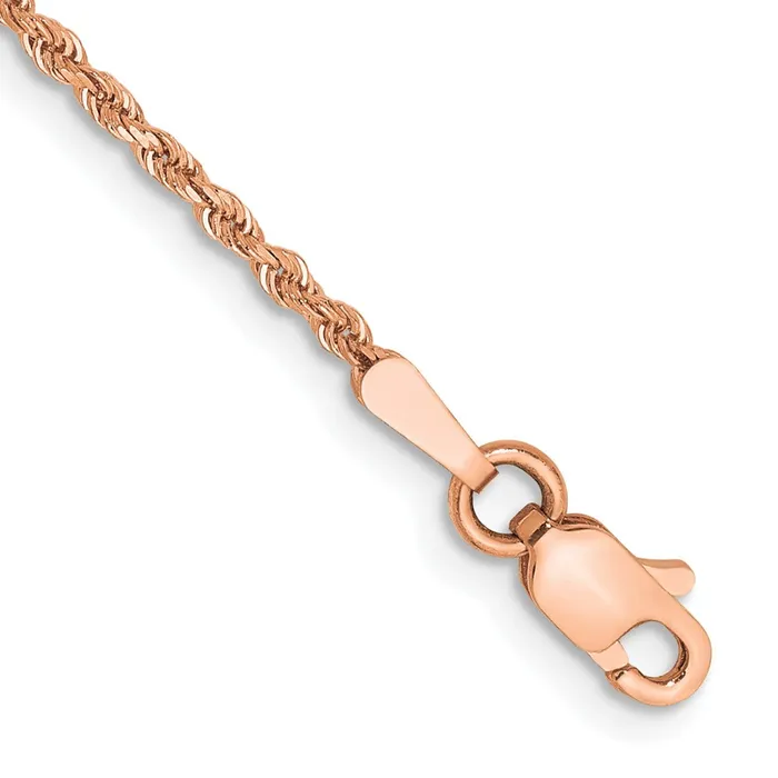 TreasureFineJewelers Necklaces 14K Rose Gold 7 inch 15mm Diamondcut Rope with Lobster Clasp Chain TreasureFineJewelers Necklaces 14K Rose Gold 7 inch 15mm Diamondcut Rope with Lobster Clasp Chain