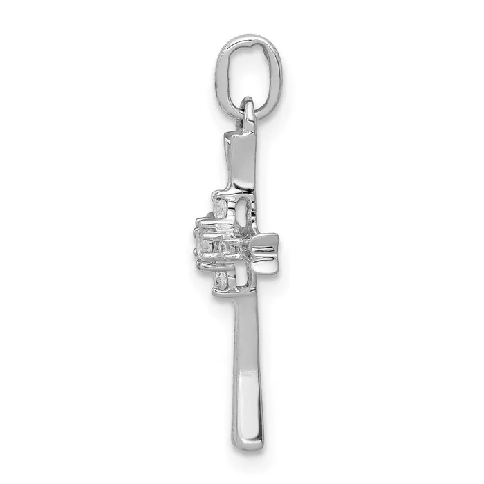 TreasureFineJewelers Necklaces 14k White Gold 115ct Diamond Cross Pendant