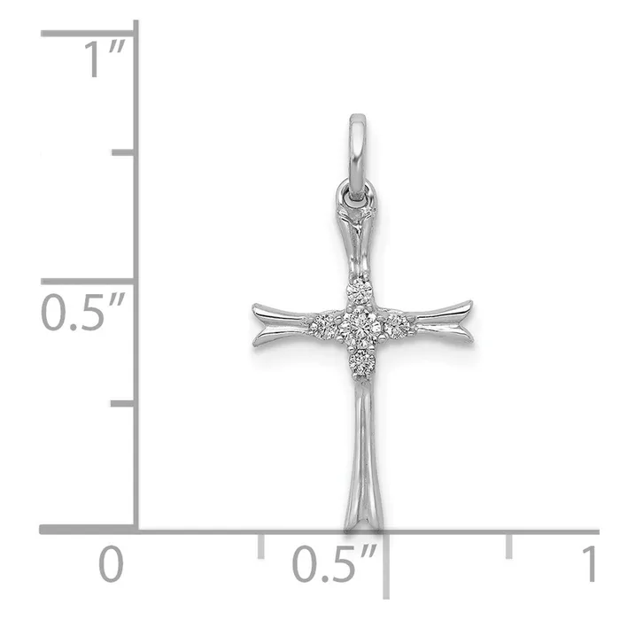 TreasureFineJewelers Necklaces 14k White Gold 115ct Diamond Cross Pendant