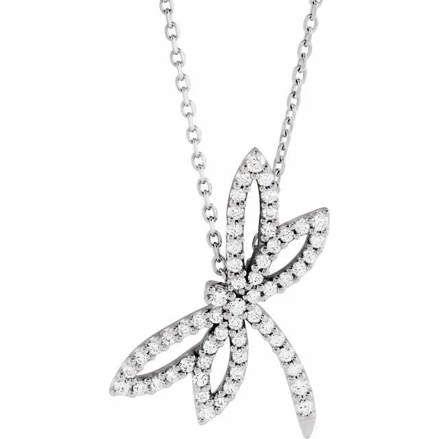 TreasureFineJewelers Necklaces 14K White Gold 14 CTW Natural Diamond Dragonfly 16 Necklace TreasureFineJewelers Necklaces 14K White Gold 14 CTW Natural Diamond Dragonfly 16 Necklace