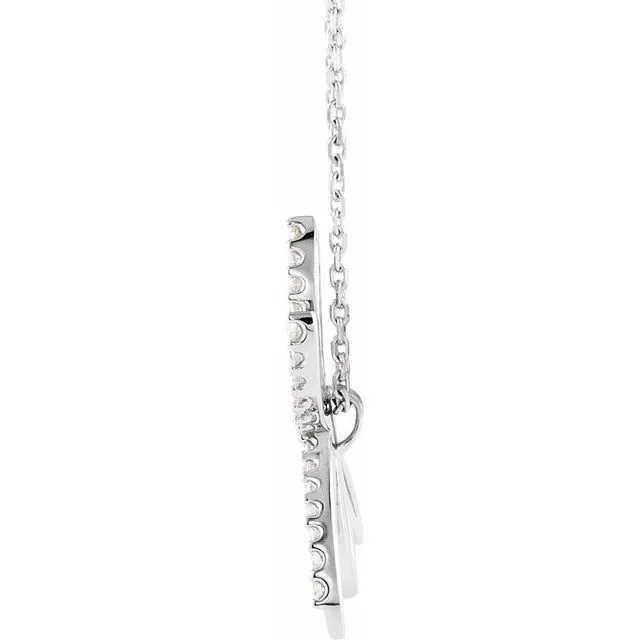 TreasureFineJewelers Necklaces 14K White Gold 14 CTW Natural Diamond Dragonfly 16 Necklace