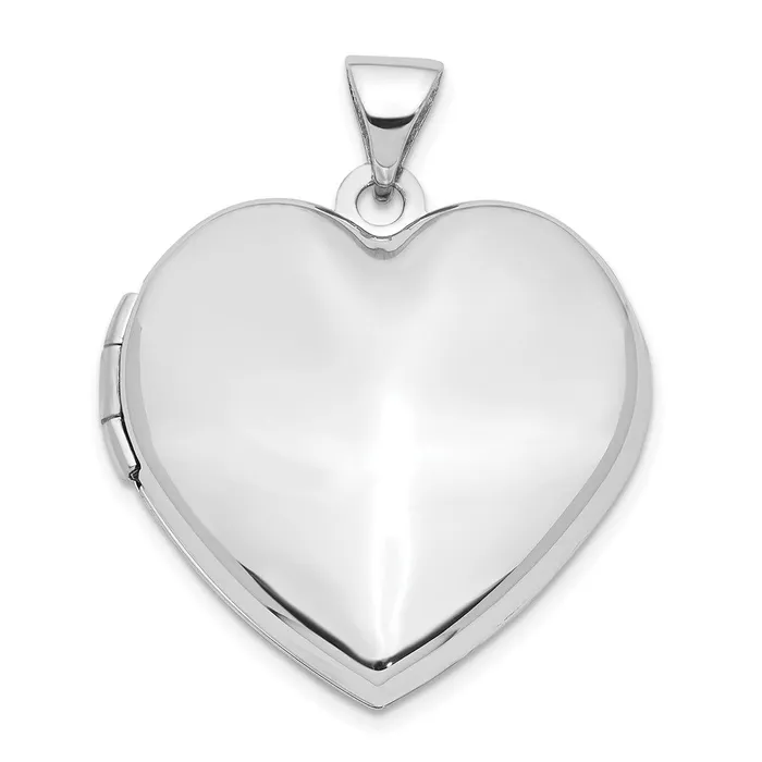 TreasureFineJewelers Necklaces 14k White Gold 21mm Heart Domed Family Locket TreasureFineJewelers Necklaces 14k White Gold 21mm Heart Domed Family Locket