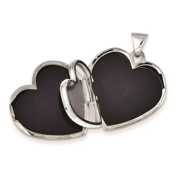 TreasureFineJewelers Necklaces 14k White Gold 21mm Heart Domed Family Locket