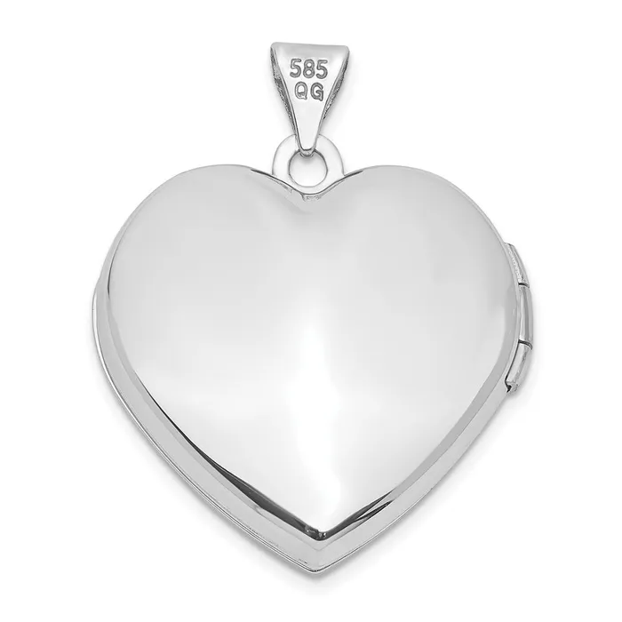 TreasureFineJewelers Necklaces 14k White Gold 21mm Heart Domed Family Locket