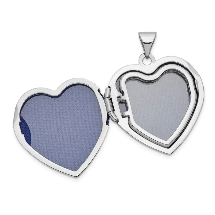 TreasureFineJewelers Necklaces 14k White Gold 21mm Heart Domed Family Locket