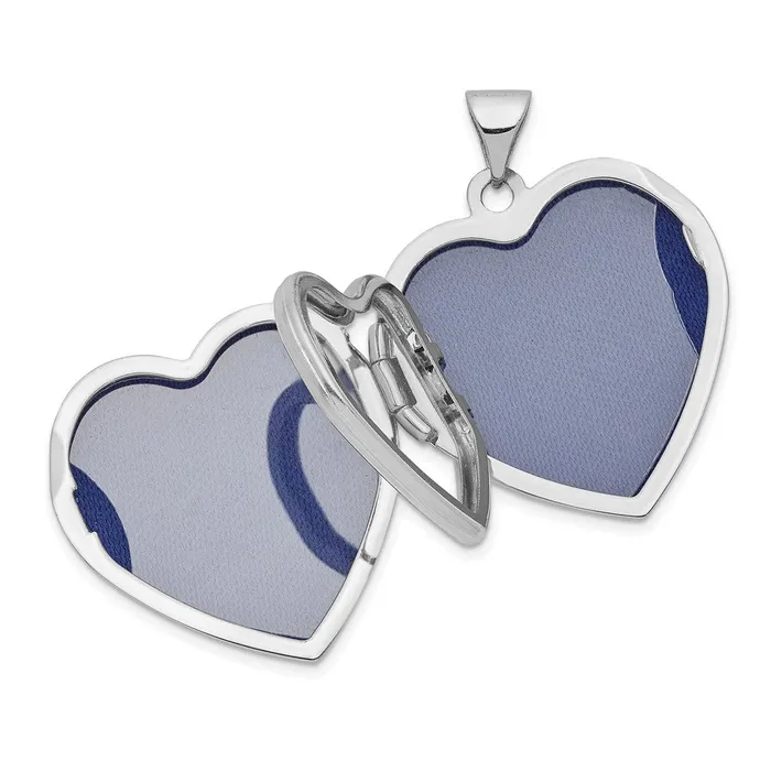 TreasureFineJewelers Necklaces 14k White Gold 21mm Heart Domed Family Locket