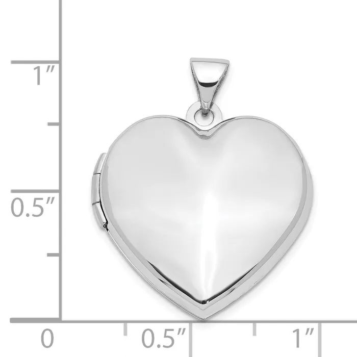 TreasureFineJewelers Necklaces 14k White Gold 21mm Heart Domed Family Locket