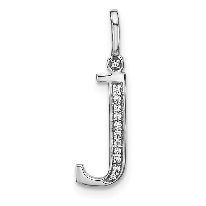 TreasureFineJewelers Necklaces 14K White Gold Diamond Lower Case Letter J Initial Pendant TreasureFineJewelers Necklaces 14K White Gold Diamond Lower Case Letter J Initial Pendant