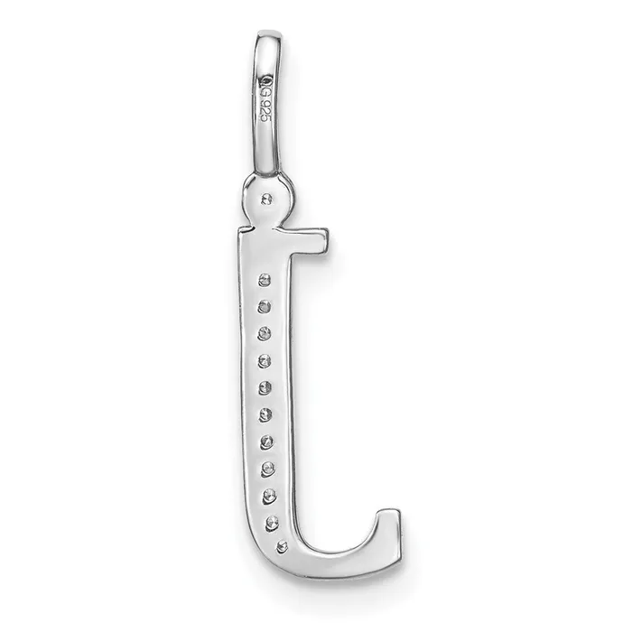 TreasureFineJewelers Necklaces 14K White Gold Diamond Lower Case Letter J Initial Pendant