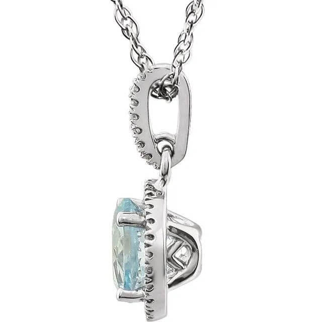 TreasureFineJewelers Necklaces 14K White Gold Natural Sky Blue Topaz 110 CTW Natural Diamond 18 Necklace