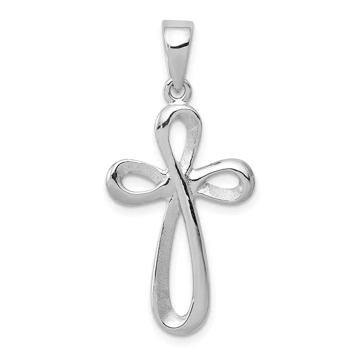 TreasureFineJewelers Necklaces 14k White Gold Polished Cross Pendant