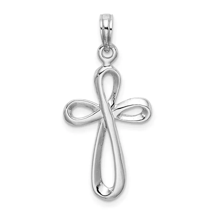 TreasureFineJewelers Necklaces 14k White Gold Polished Cross Pendant
