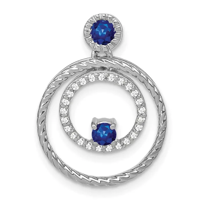 TreasureFineJewelers Necklaces 14k White Gold Sapphire and Diamond Circles Pendant TreasureFineJewelers Necklaces 14k White Gold Sapphire and Diamond Circles Pendant