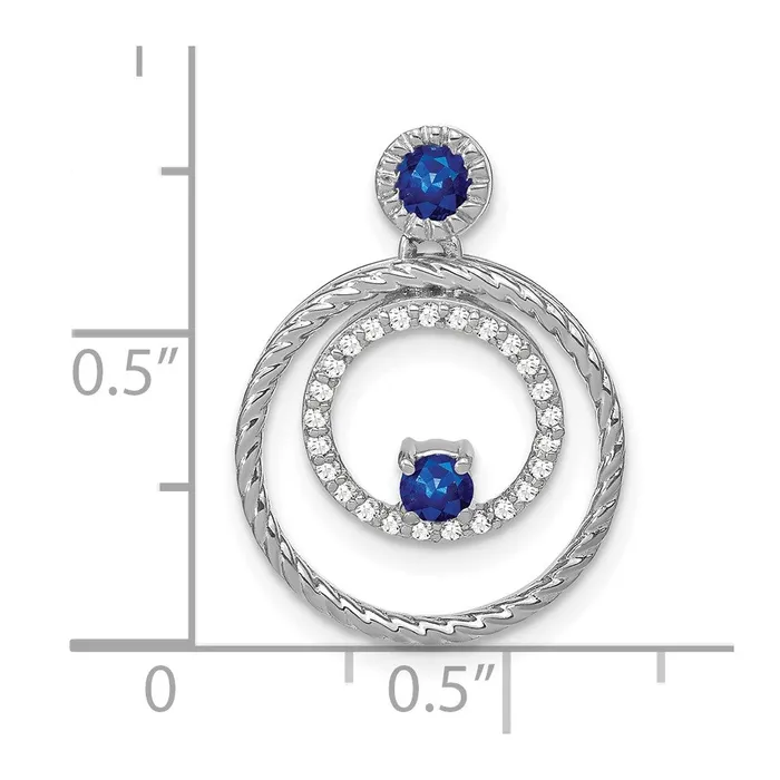 TreasureFineJewelers Necklaces 14k White Gold Sapphire and Diamond Circles Pendant