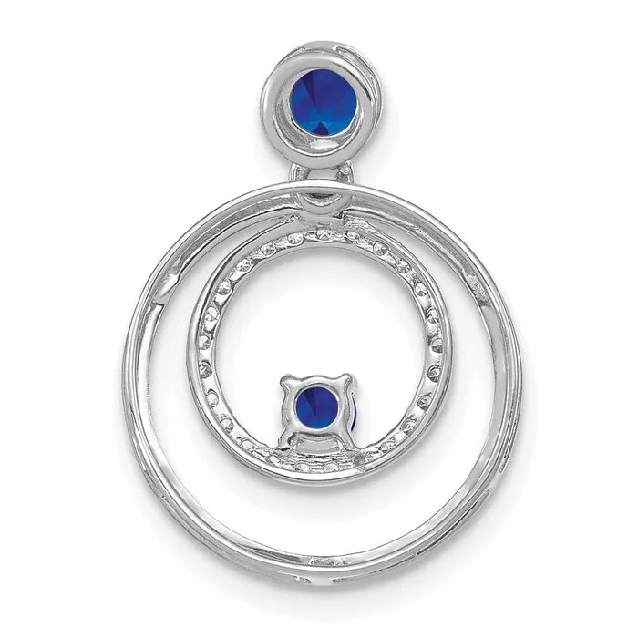 TreasureFineJewelers Necklaces 14k White Gold Sapphire and Diamond Circles Pendant