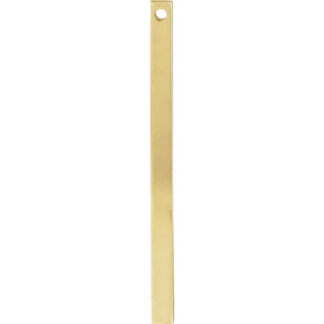 TreasureFineJewelers Necklaces 14K Yellow Gold 35x25 mm Engravable FourSided Vertical Bar Pendant