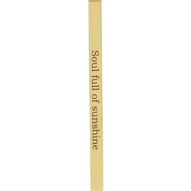 TreasureFineJewelers Necklaces 14K Yellow Gold 35x25 mm Engravable FourSided Vertical Bar Pendant