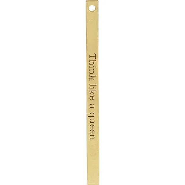 TreasureFineJewelers Necklaces 14K Yellow Gold 35x25 mm Engravable FourSided Vertical Bar Pendant