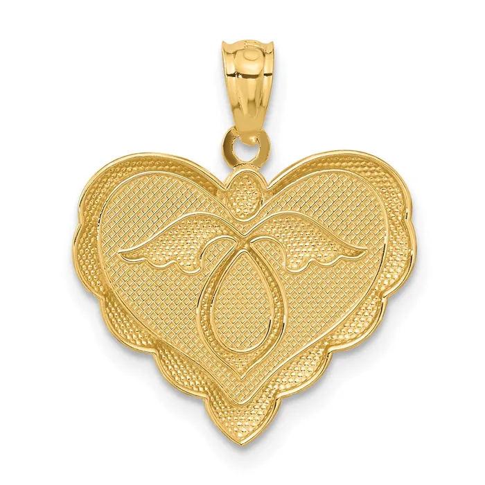 TreasureFineJewelers Necklaces 14K Yellow Gold Angel in Heart Pendant