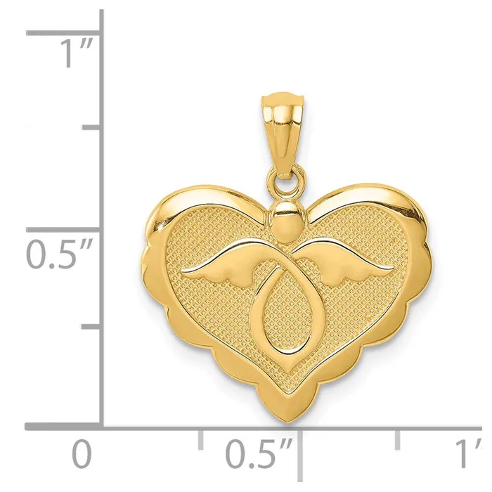 TreasureFineJewelers Necklaces 14K Yellow Gold Angel in Heart Pendant