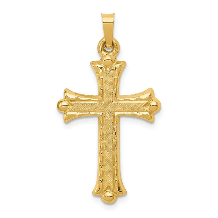 TreasureFineJewelers Necklaces 14k Yellow Gold Hollow Fleur De Lis Cross Pendant TreasureFineJewelers Necklaces 14k Yellow Gold Hollow Fleur De Lis Cross Pendant