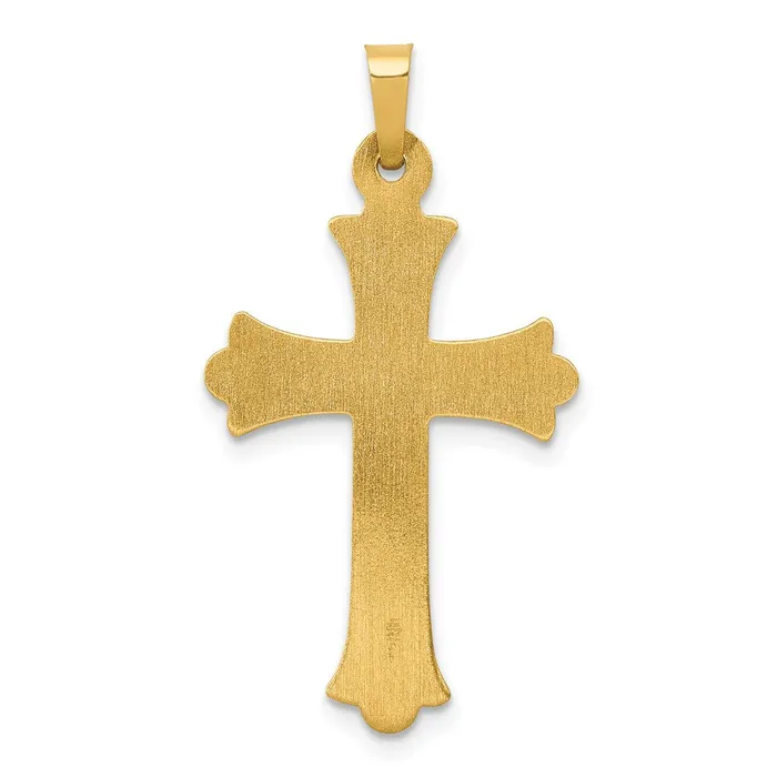 TreasureFineJewelers Necklaces 14k Yellow Gold Hollow Fleur De Lis Cross Pendant