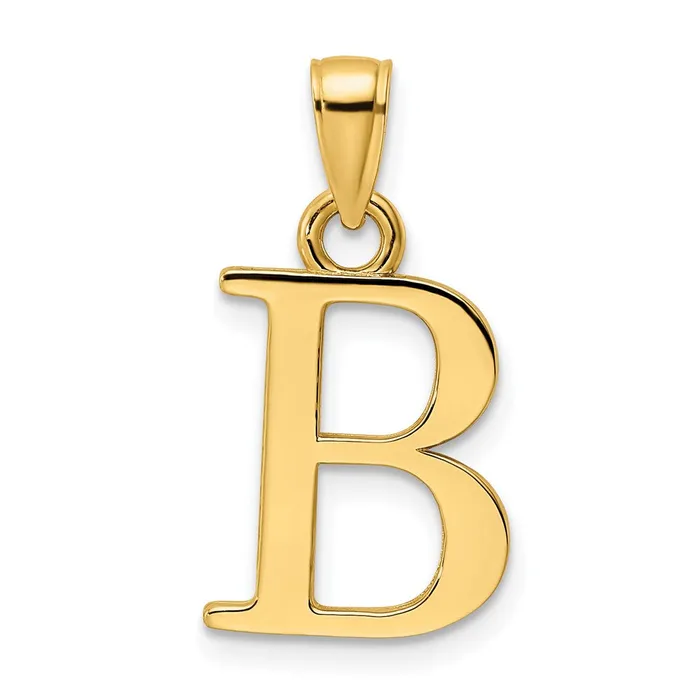 TreasureFineJewelers Necklaces 14k Yellow Gold Letter B Initial Pendant