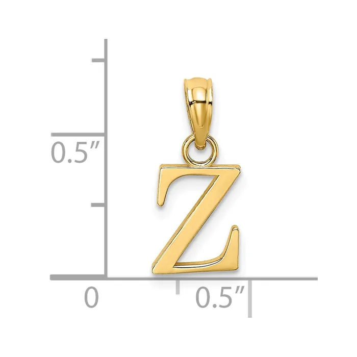 TreasureFineJewelers Necklaces 14k Yellow Gold Polished Block Letter Z Initial Pendant