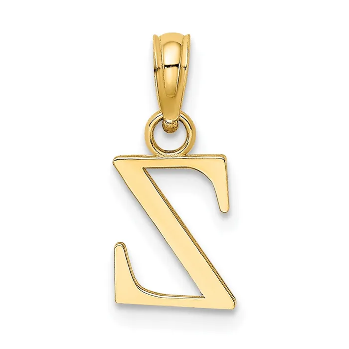 TreasureFineJewelers Necklaces 14k Yellow Gold Polished Block Letter Z Initial Pendant