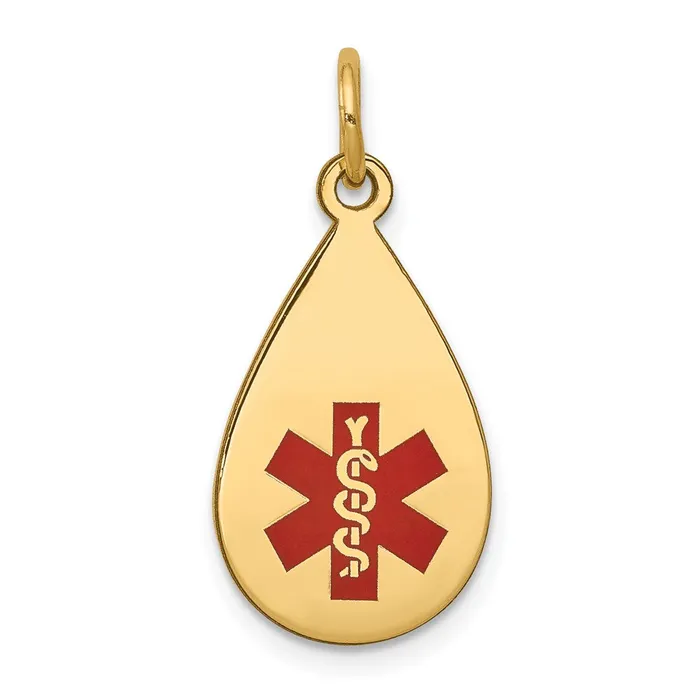 TreasureFineJewelers Necklaces 14k Yellow Gold Red Enamel Medical Jewelry Pendant TreasureFineJewelers Necklaces 14k Yellow Gold Red Enamel Medical Jewelry Pendant