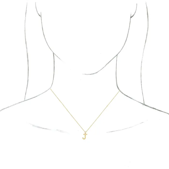 TreasureFineJewelers Necklaces 18K Yellow GoldPlated Sterling Silver Initial J Dangle 18 Necklace
