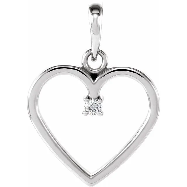 TreasureFineJewelers Necklaces Platinum 025 CTW Diamond Heart Pendant