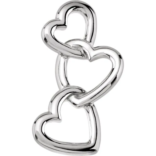 TreasureFineJewelers Necklaces Sterling Silver 245x13 mm Linked Hearts Pendant TreasureFineJewelers Necklaces Sterling Silver 245x13 mm Linked Hearts Pendant